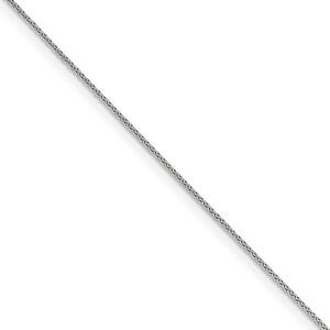0.65mm 10k White Gold Diamond Cut Wheat Chain Necklace, 20 Inch